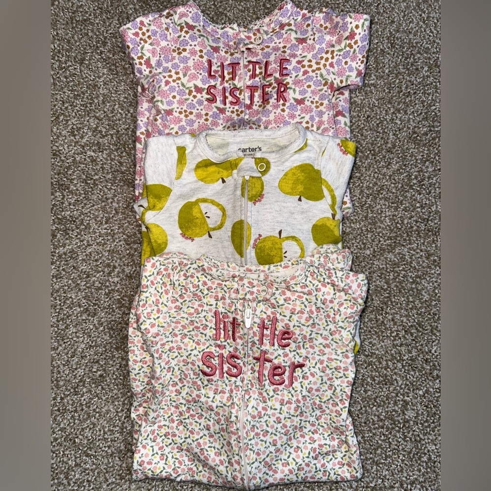 Carter's 6M Little Sister and Fruit Pattern Footsie